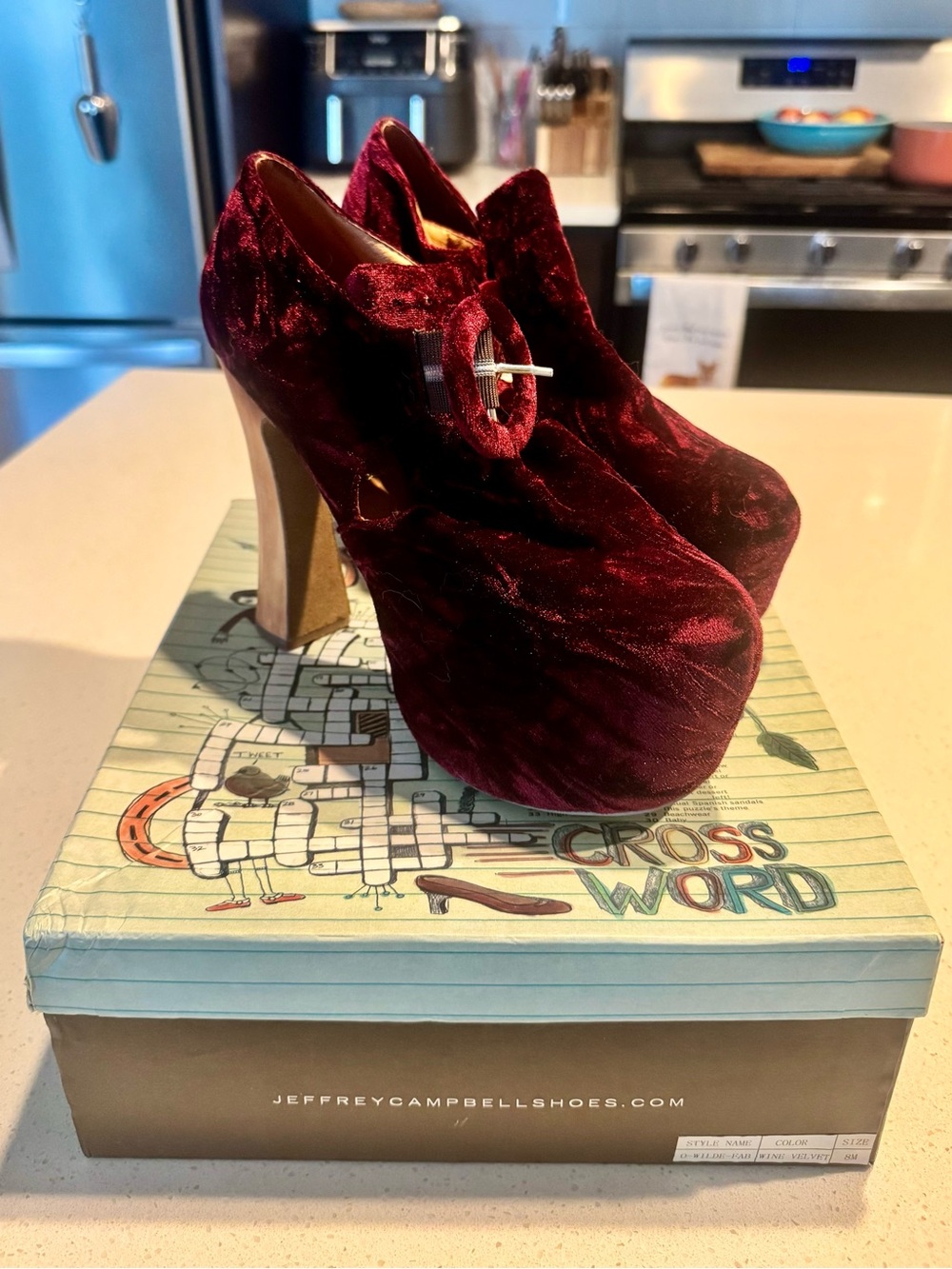 Jeffrey Campbell Burgundy Crushed Velvet Platform